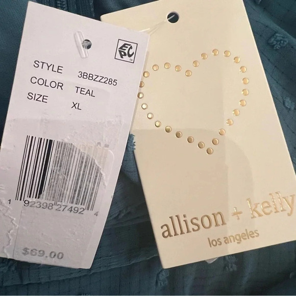 NWT Allison & Kelly Waist Tie Ruffle Hem Romper Size XL Teal Spaghetti Straps - Picture 12 of 12
